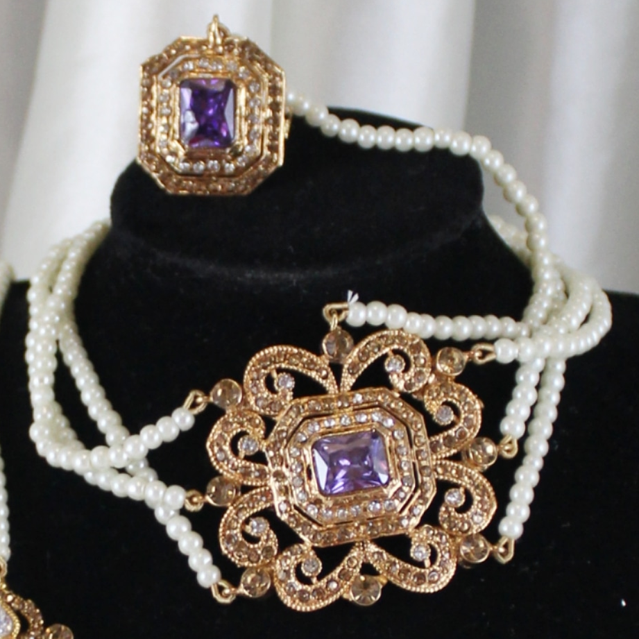 Leela - Bridal Choker Set (Purple)