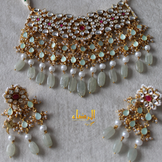 Sidra - Choker/Necklace Set (Pastel Green)
