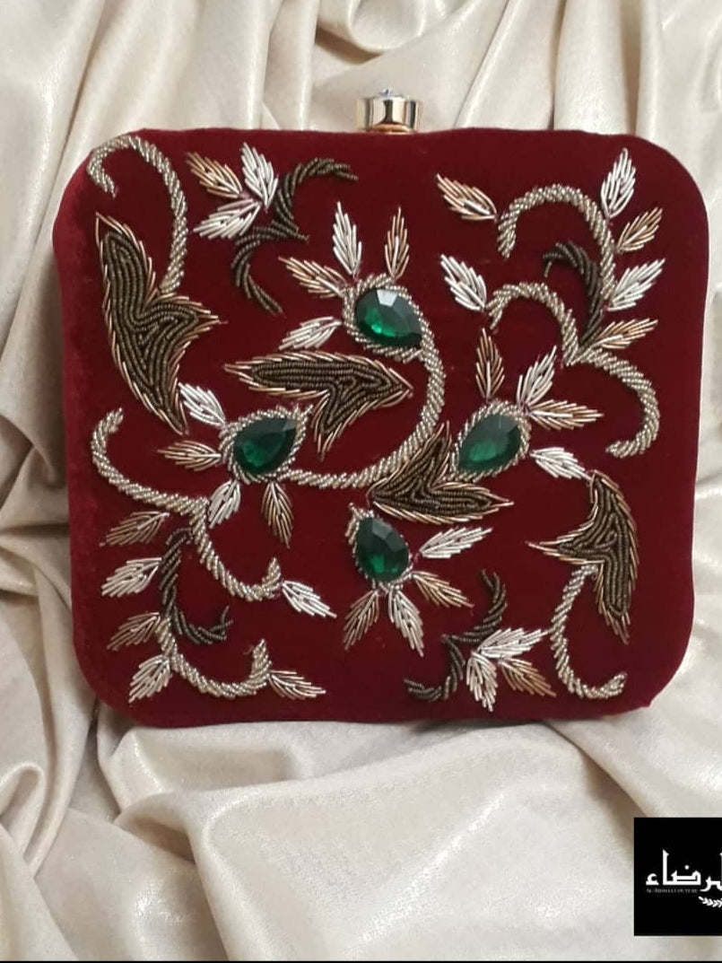 Velvet Embroidery - Square Clutch
