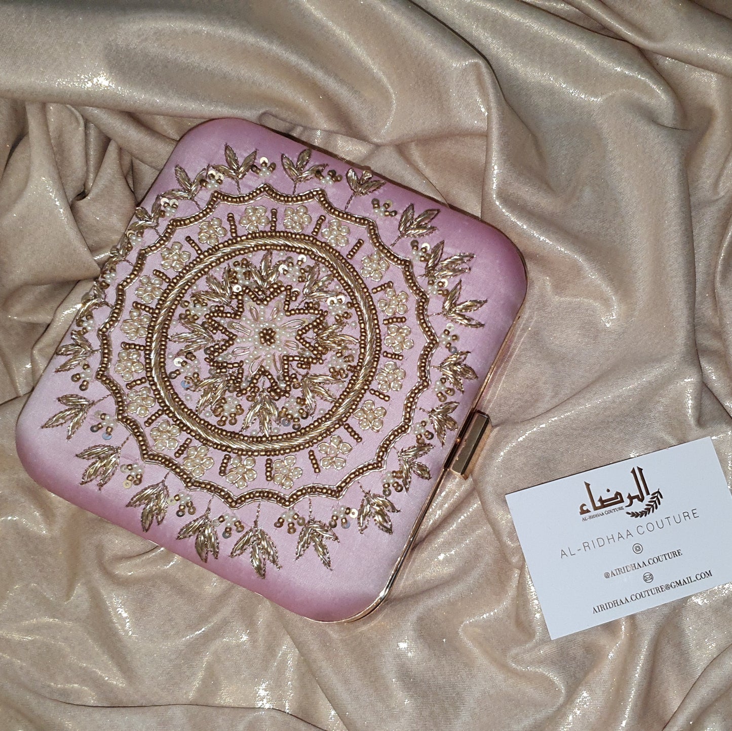 Mandala Rose Silk Clutch - Square Clutch