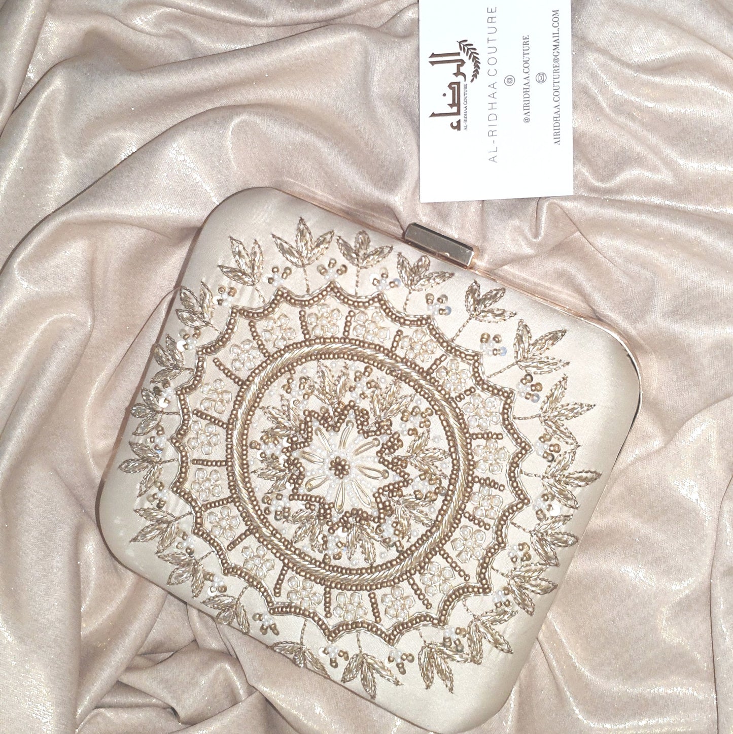 Mandala Rose Silk Clutch - Square Clutch