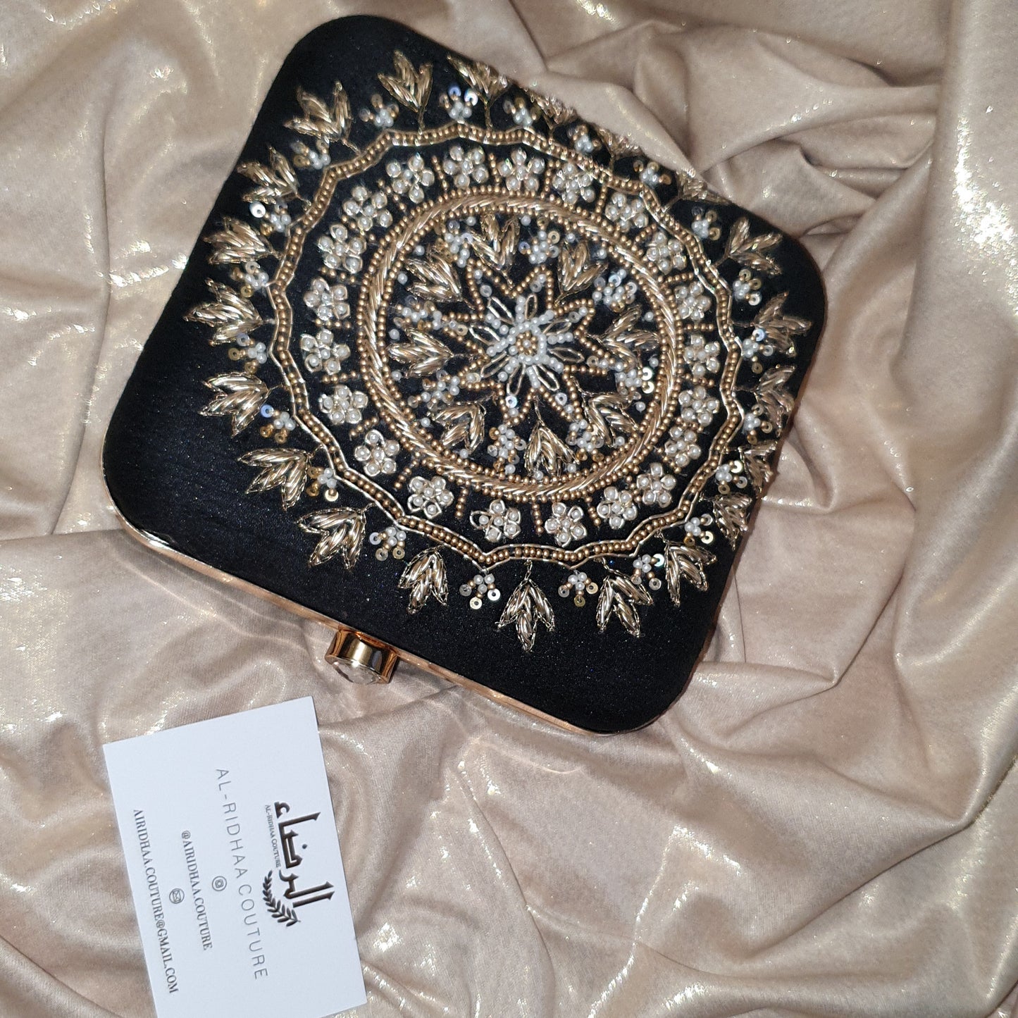 Mandala Rose Silk Clutch - Square Clutch