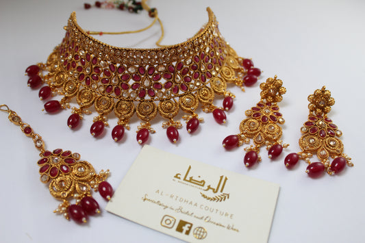 Diya - Red Necklace Set