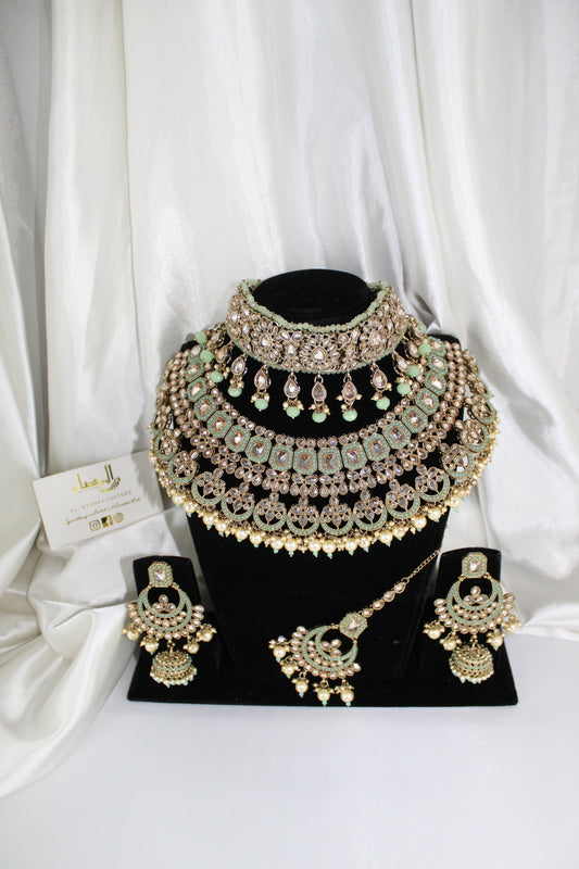 Pistachio  - Double Choker Bridal Set