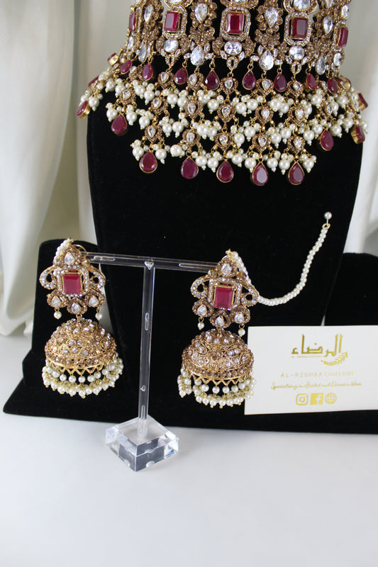 Leela -  Bridal Choker Set (Maroon)