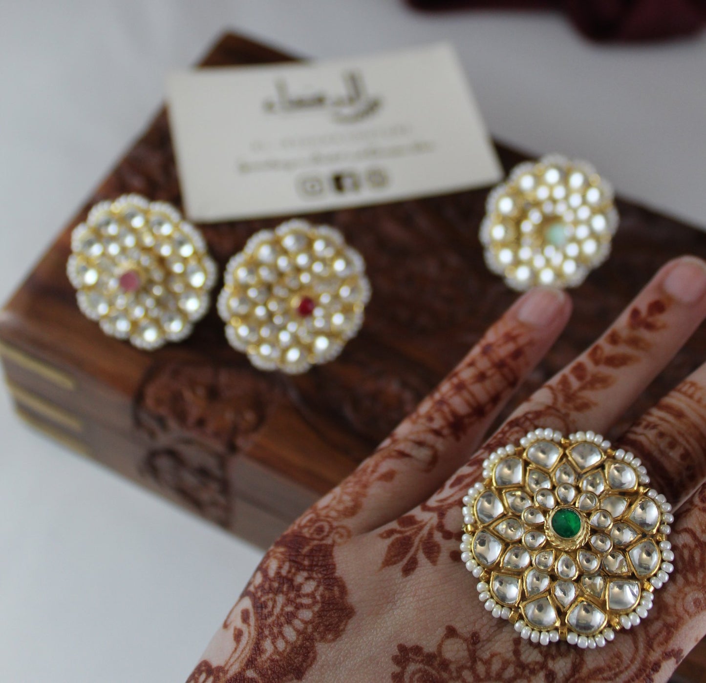 Naaz - Pachi Kundan Ring