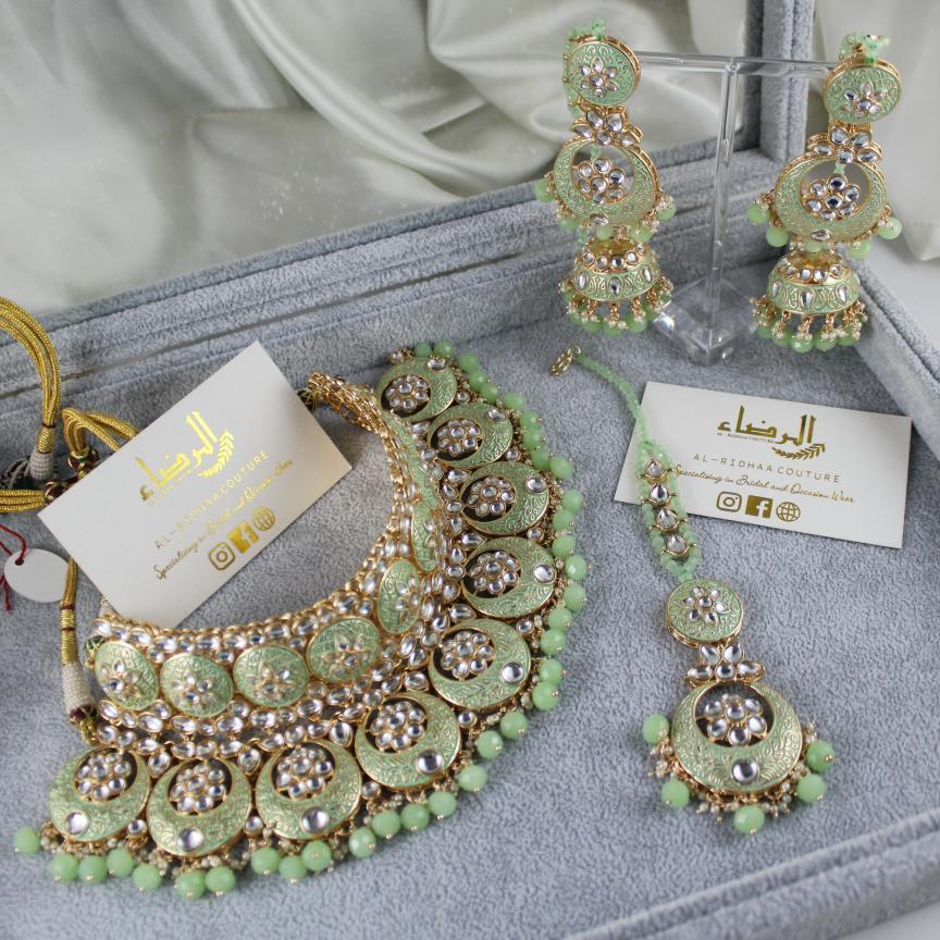 Anoosha - Meenakari Necklace Set (Green)