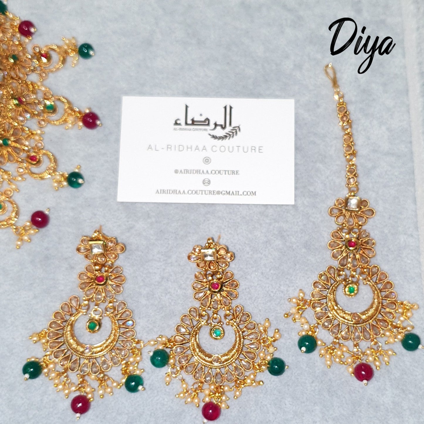 Diya - Green and Red Necklace Set
