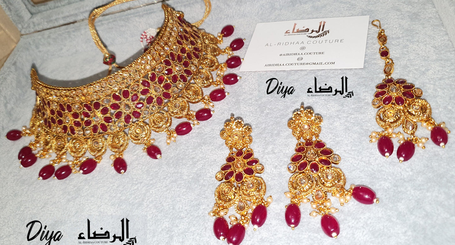 Diya - Red Necklace Set