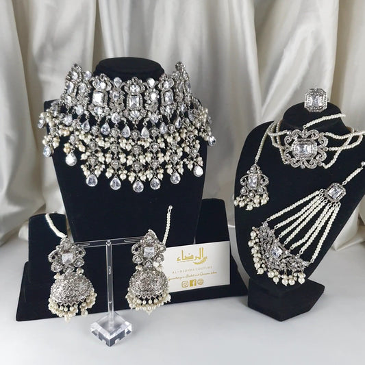 Leela -  Bridal Choker Set (Silver)