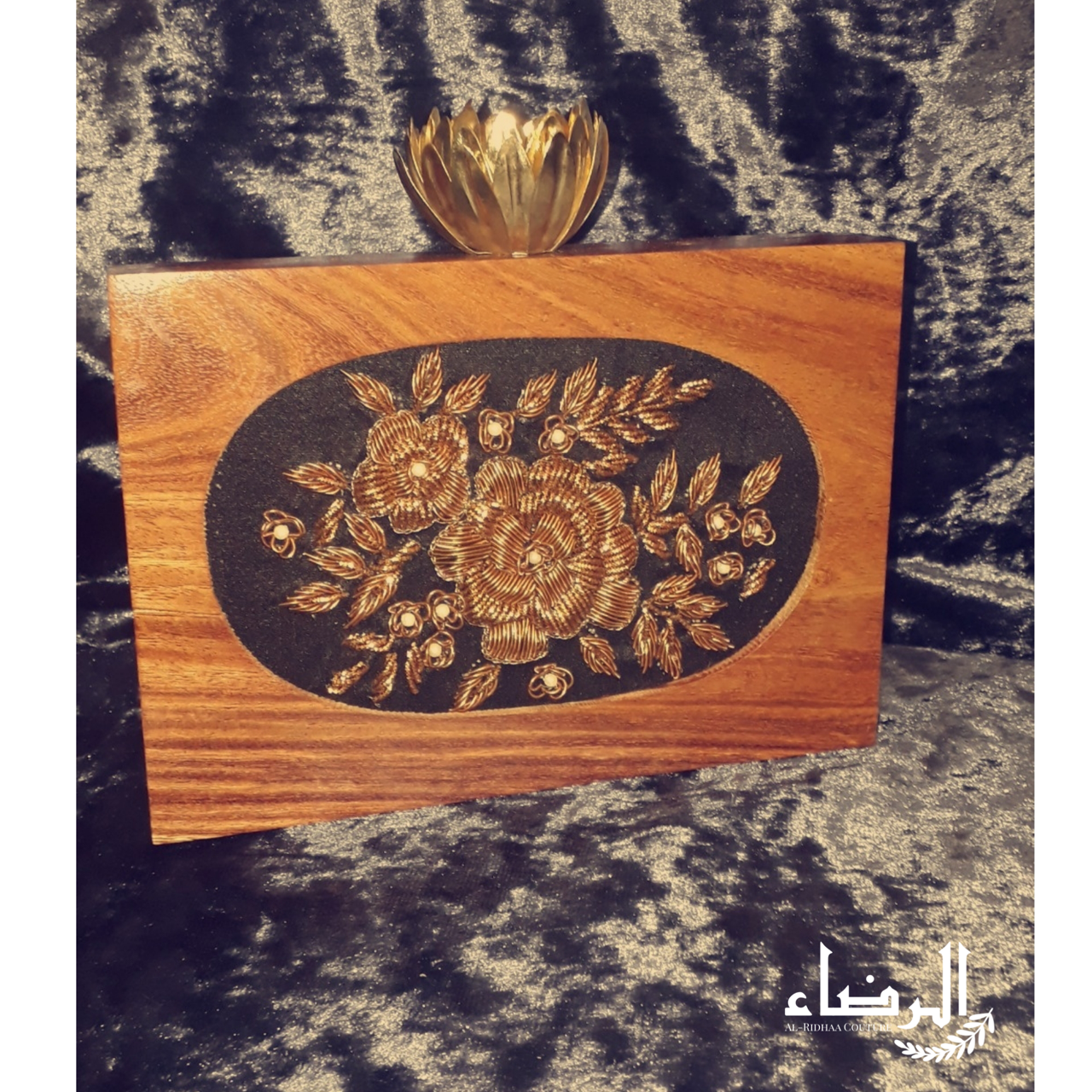 Rosette Wooden Clutch