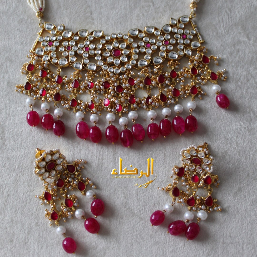 Sidra - Choker/Necklace Set (Pinky Red)