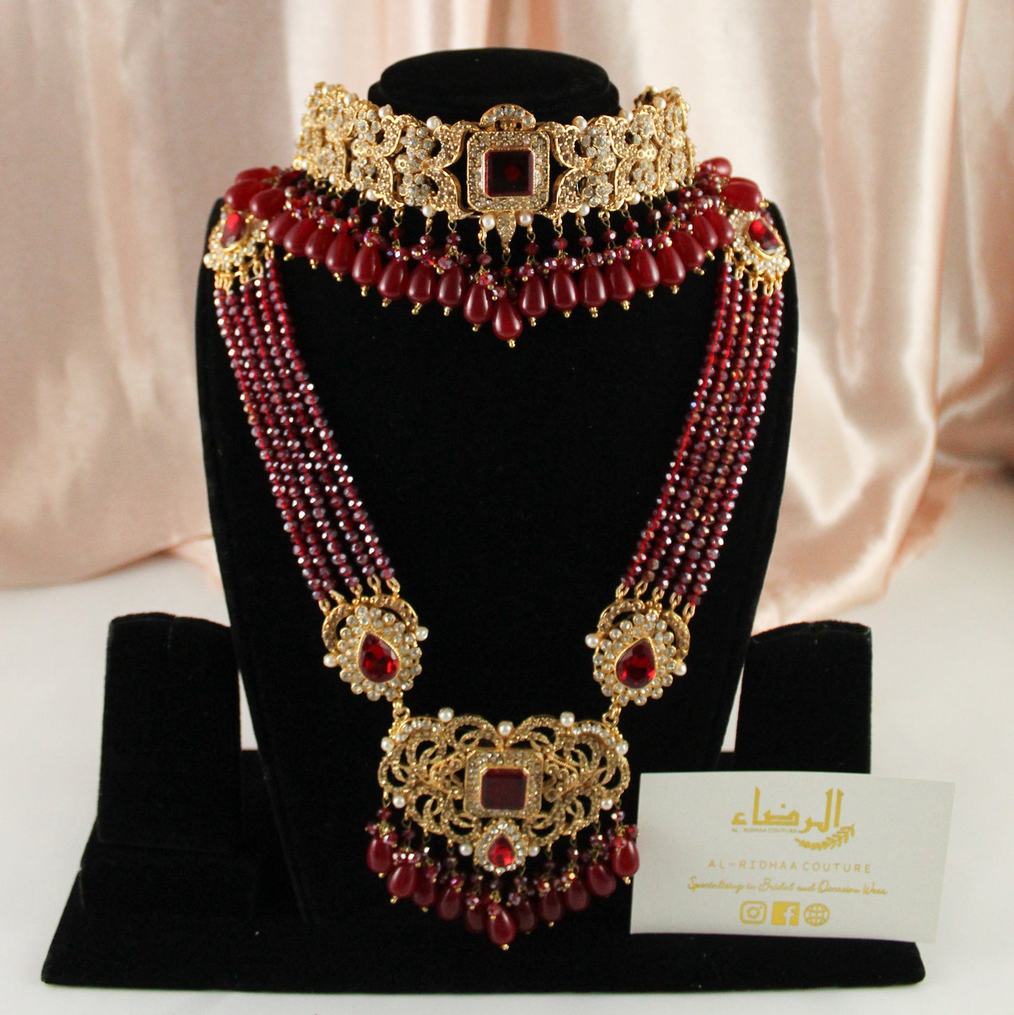 Fariha - Bridal Choker Set (Maroon)