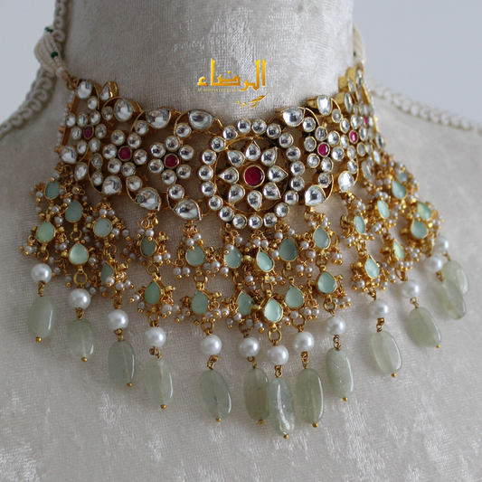 Sidra - Choker/Necklace Set (Pastel Green)