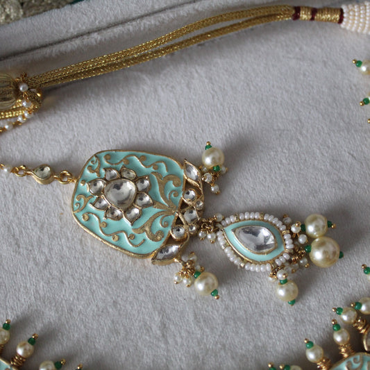 Seema - Pachi Meenakari Necklace Set (Mint)