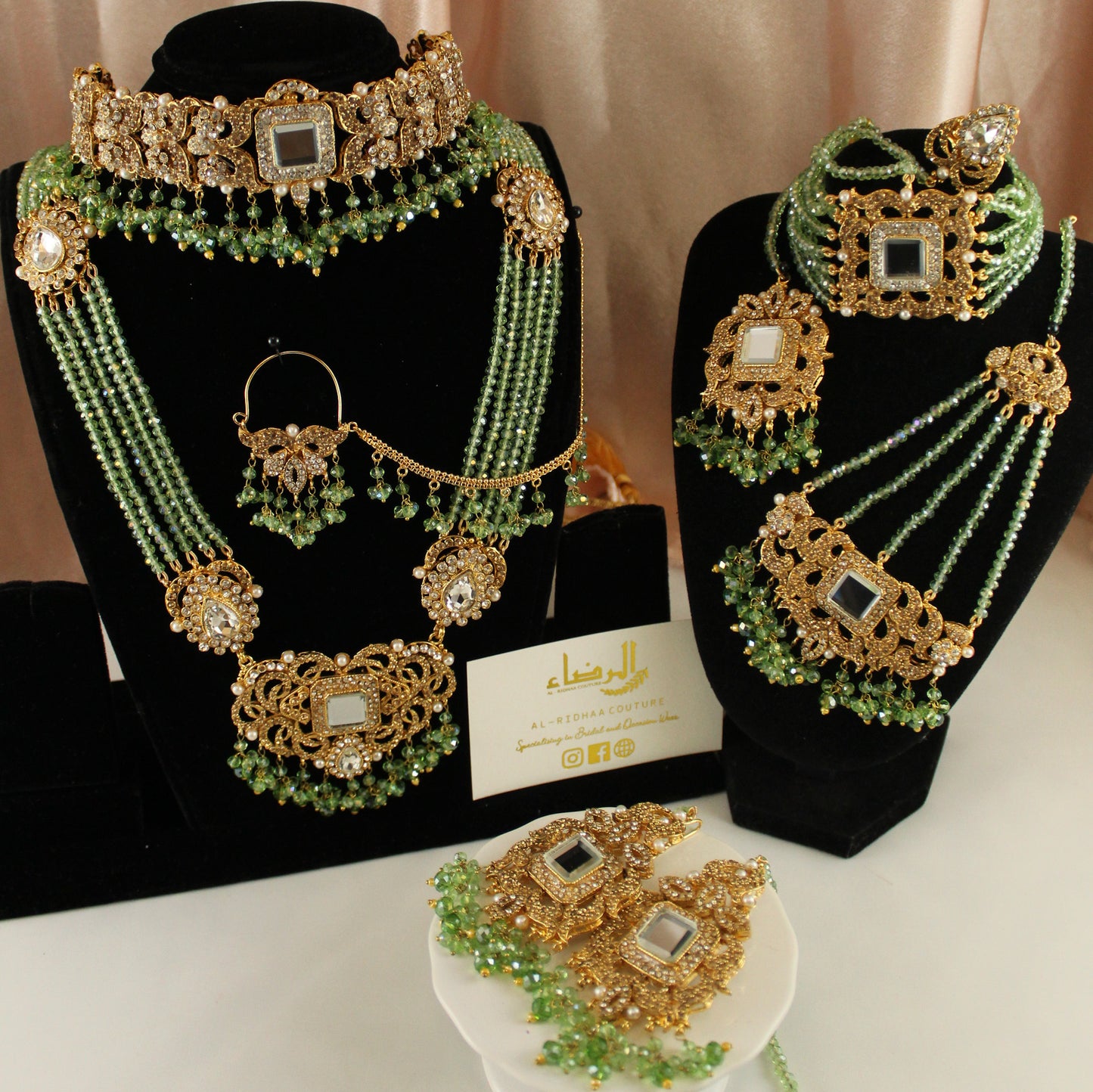 Fariha - Bridal Choker Set (Light Green)