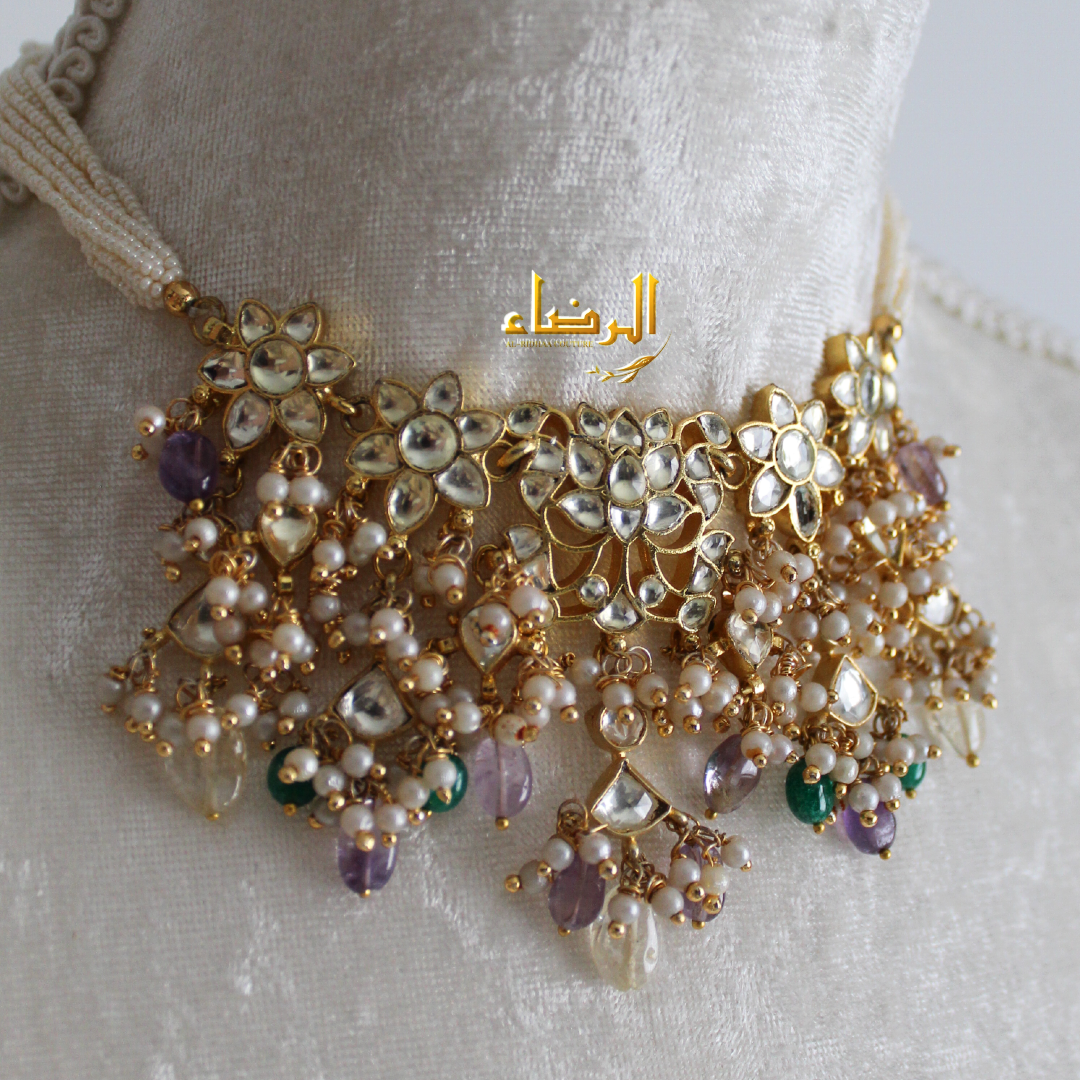 Saniya - Pachi Kundan Choker (Purple)