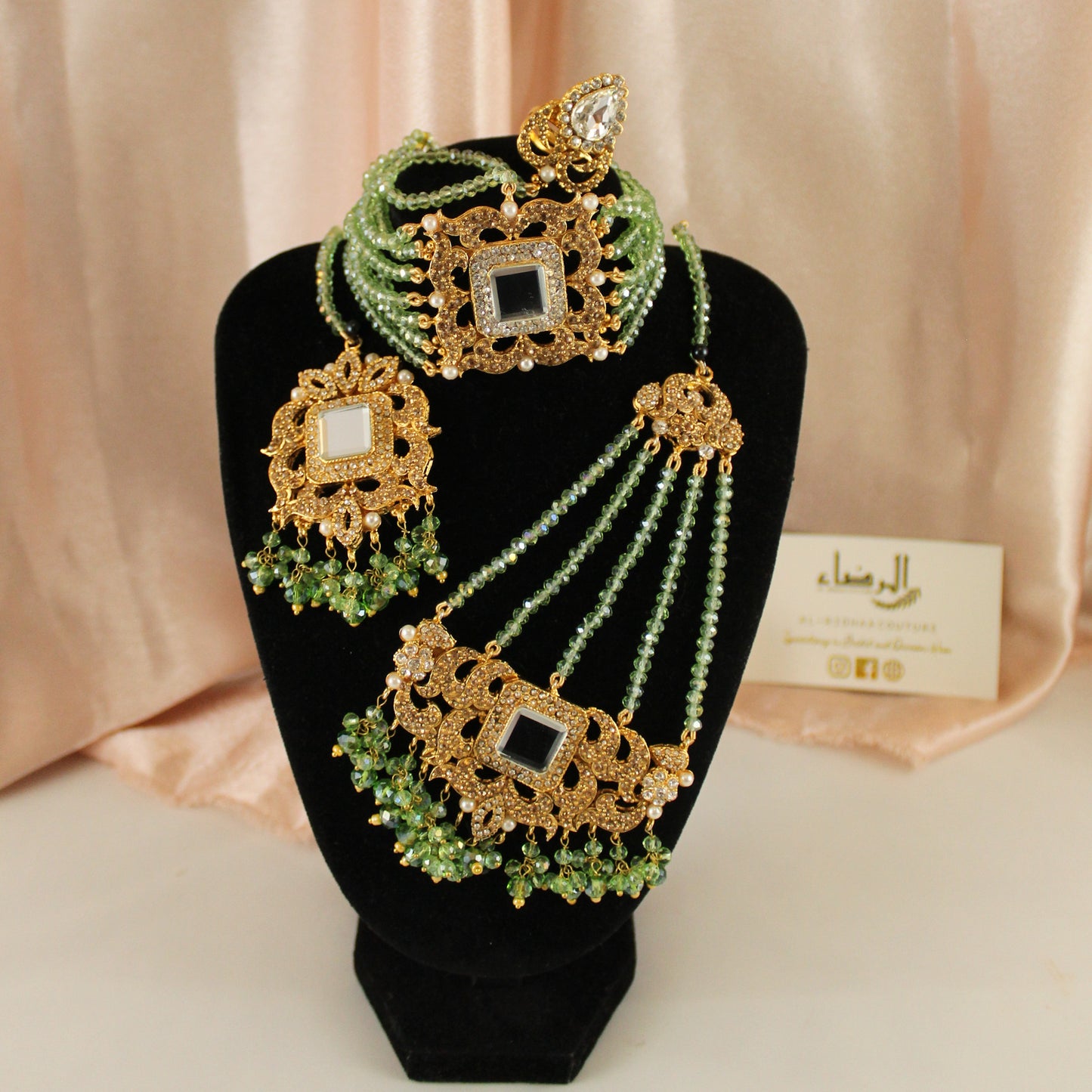 Fariha - Bridal Choker Set (Light Green)