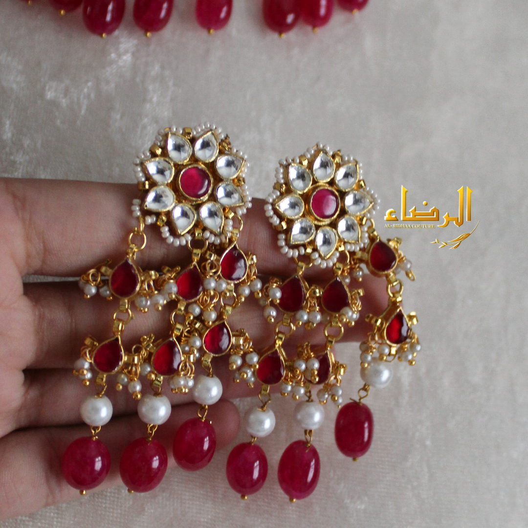 Sidra - Choker/Necklace Set (Pinky Red)