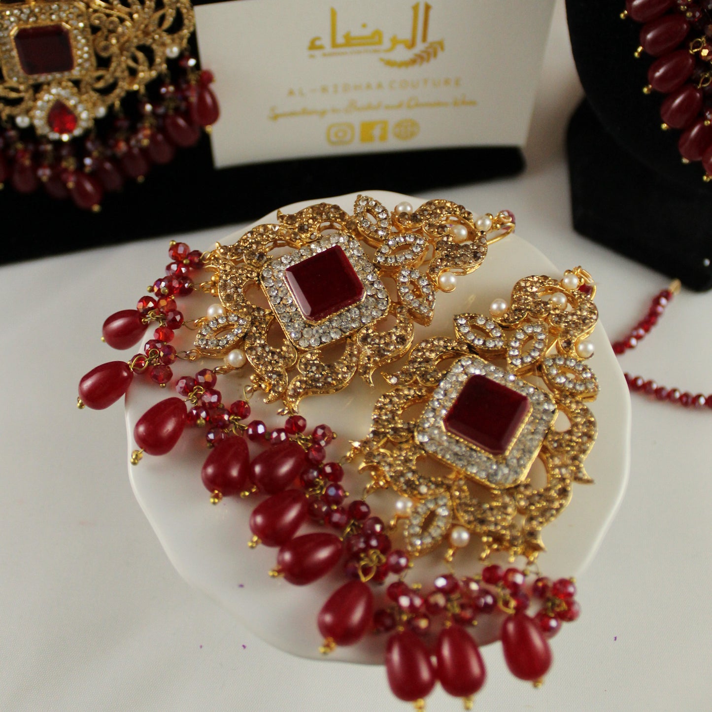 Fariha - Bridal Choker Set (Maroon)