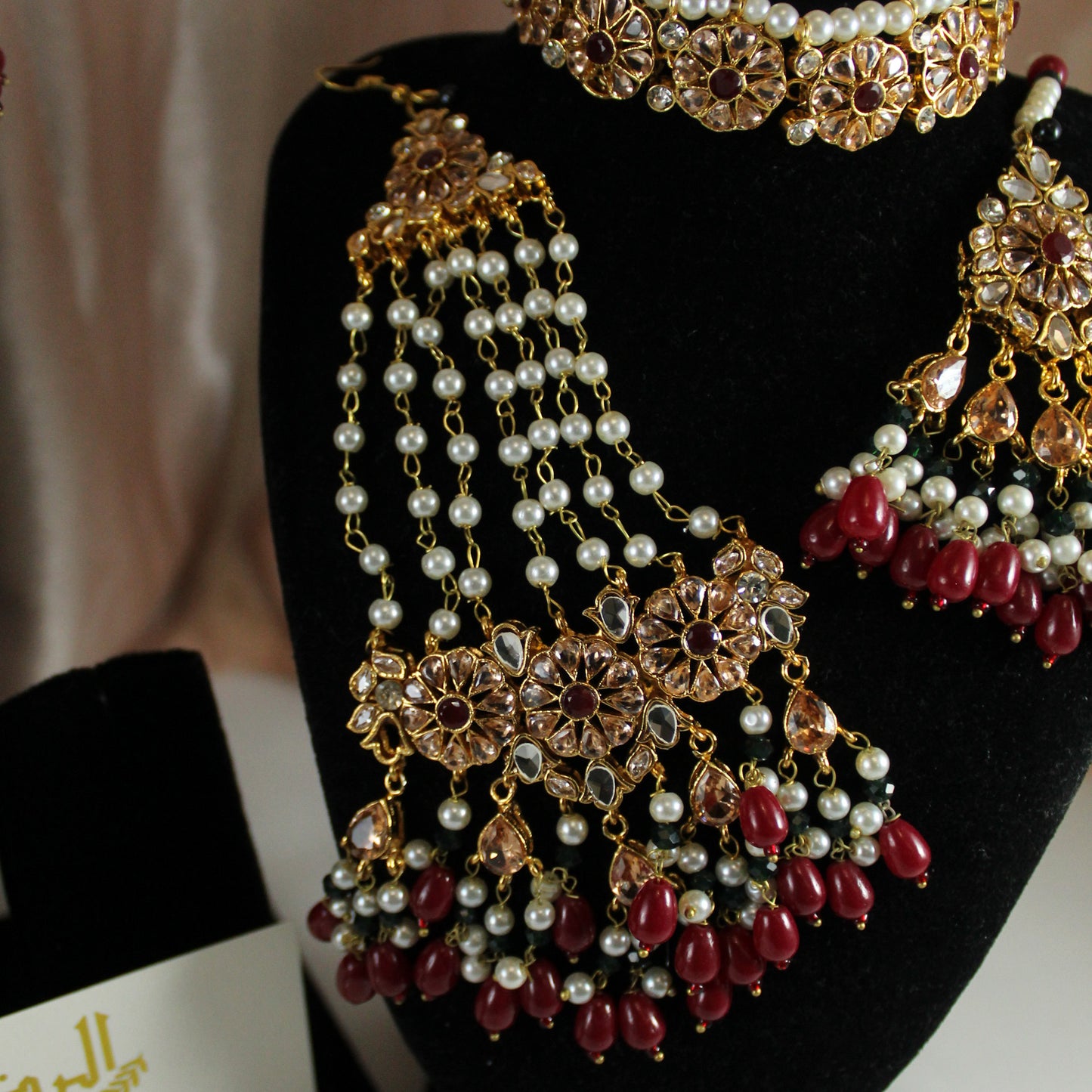 Amal -  Bridal Set (Maroon dots)