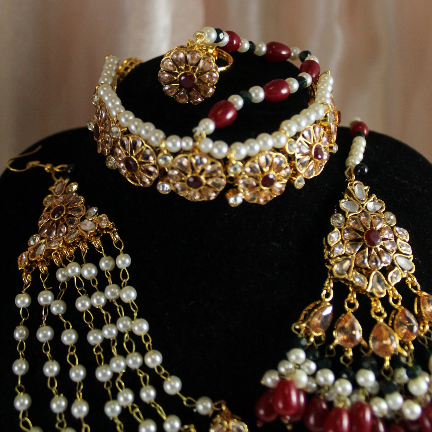 Amal -  Bridal Set (Maroon dots)