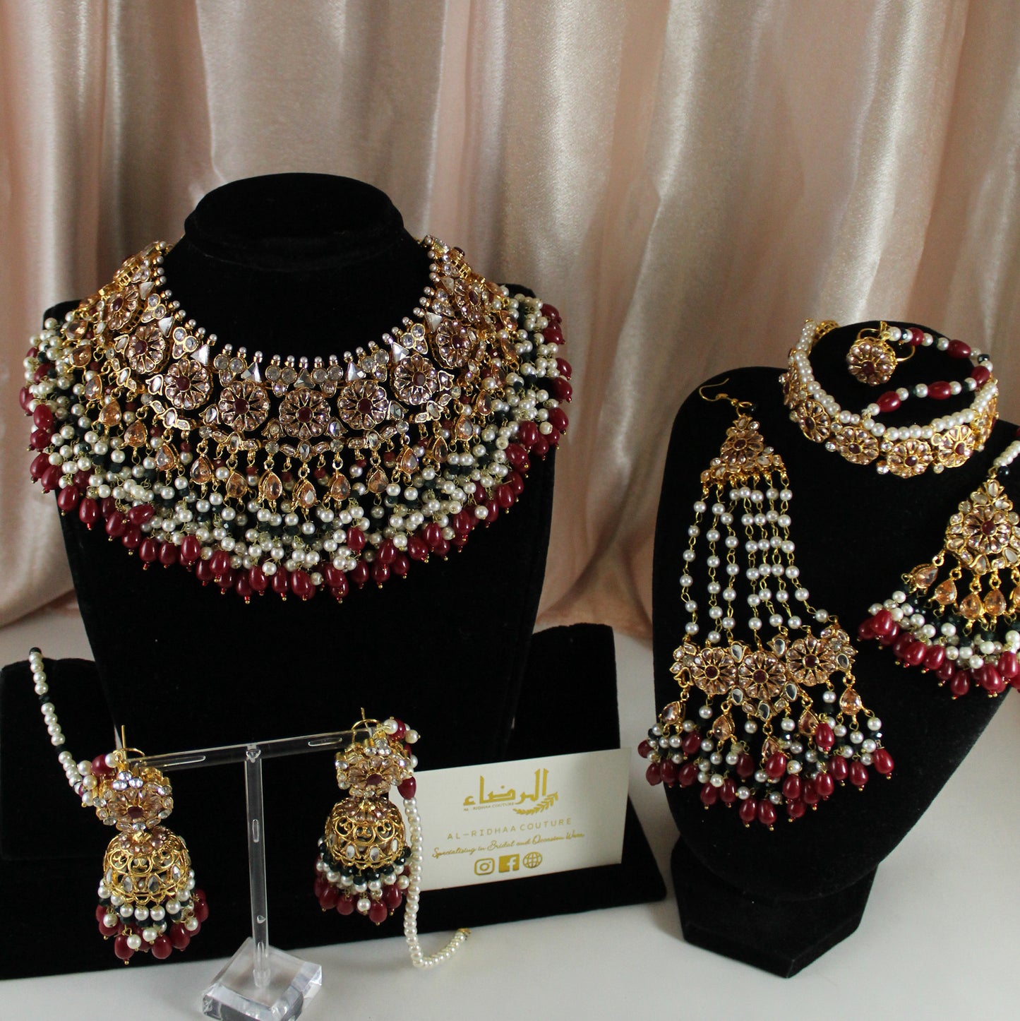 Amal -  Bridal Set (Maroon dots)